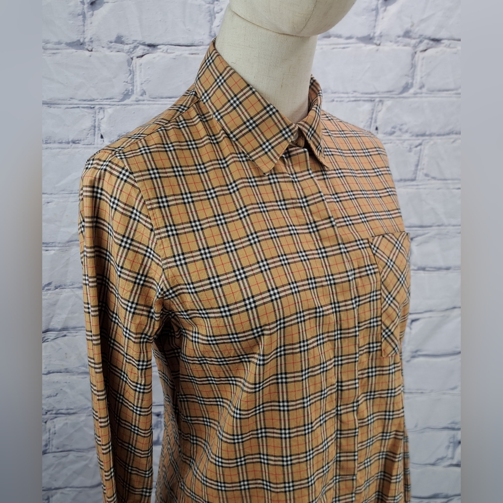 Burberry Women's LS Button Down Shirt Top Nova Check Size 4 US